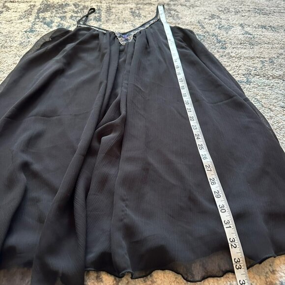 Express | Black Beaded Sheer Lined Slip Mini Dress Women's Small Spaghetti Strap - Picture 12 of 12